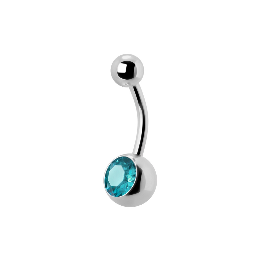 Navelpiercing - 1,6 mm - Stål - Rosa kristall - 3