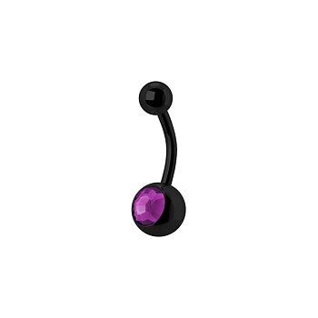 Navelpiercing - 1,6 mm - Svart - Enkel cerise kristall