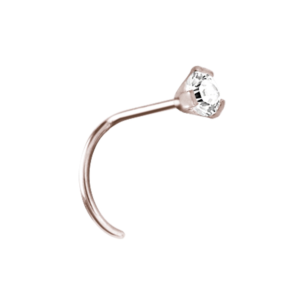 Nässmycke - 0,8 mm - roséguld - vit kristall
