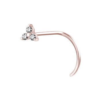 Näspiercing - 0,8 mm - roséguld - vita kristaller