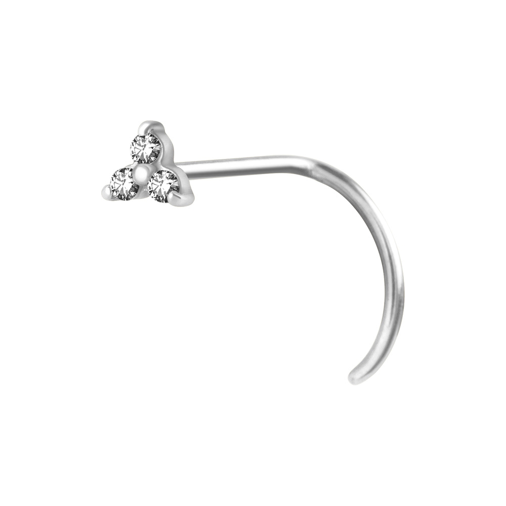 Näspiercing - 0,8 mm - roséguld - vita kristaller - 2