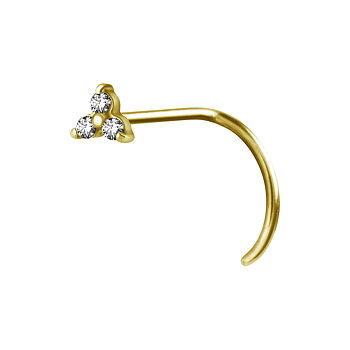 Näspiercing - Trinity - nässmycke - 0,8 mm - 24K guld PVD