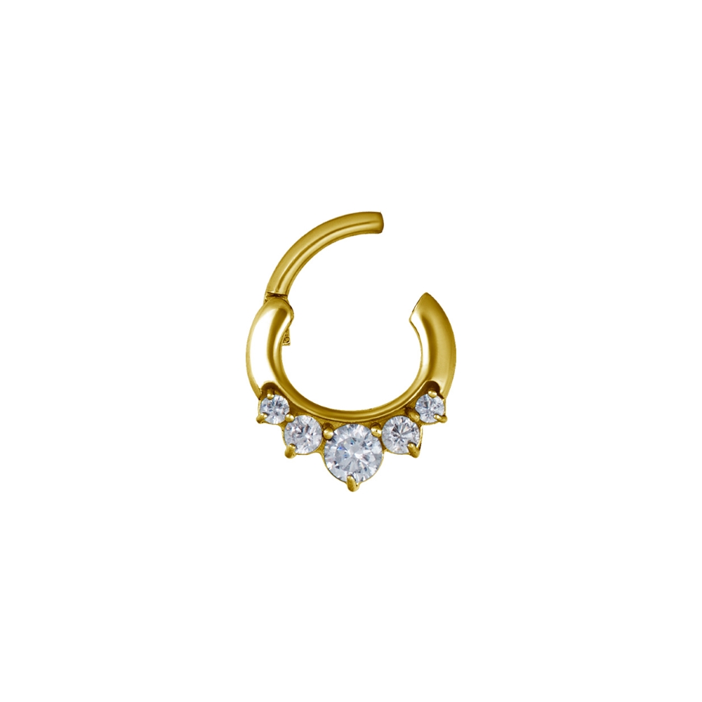 Clicker curved- 1,2 - 24k guld med vita kristaller - 2
