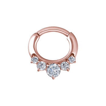 Clicker curved- 1,2 - 6 mm - roséguld med vit kristall