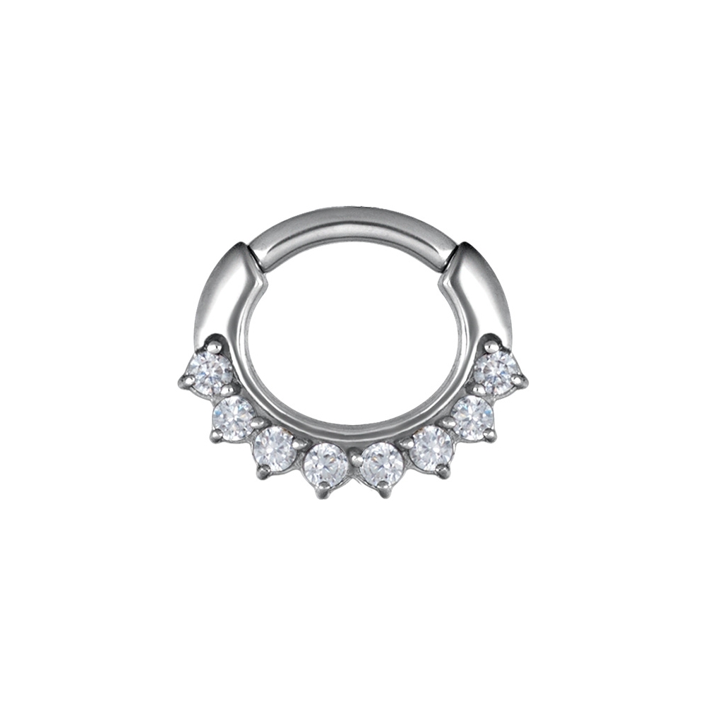 Clicker curved small - 1,2 - 6 mm - stål med vit kristall