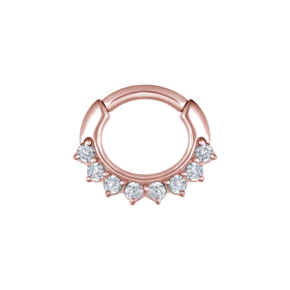 Clicker curved small - 1,2 mm - roséguld med vit kristall