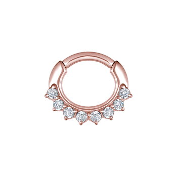 Clicker curved small - 1,2 mm - roséguld med vit kristall
