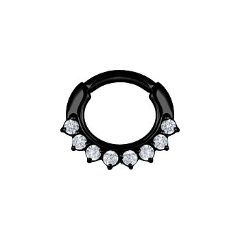 Clicker curved small - 1,2 - 6 mm - svart med vit kristall