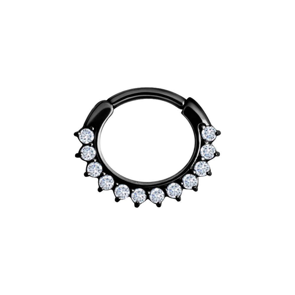 Clicker curved large - 1,2  mm - svart med vit kristall