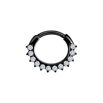 Clicker curved large - 1,2  mm - svart med vit kristall