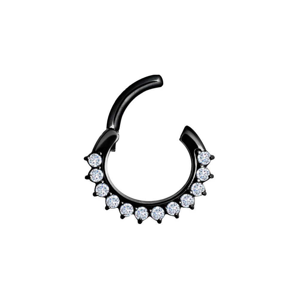 Clicker curved large - 1,2  mm - svart med vit kristall - 2