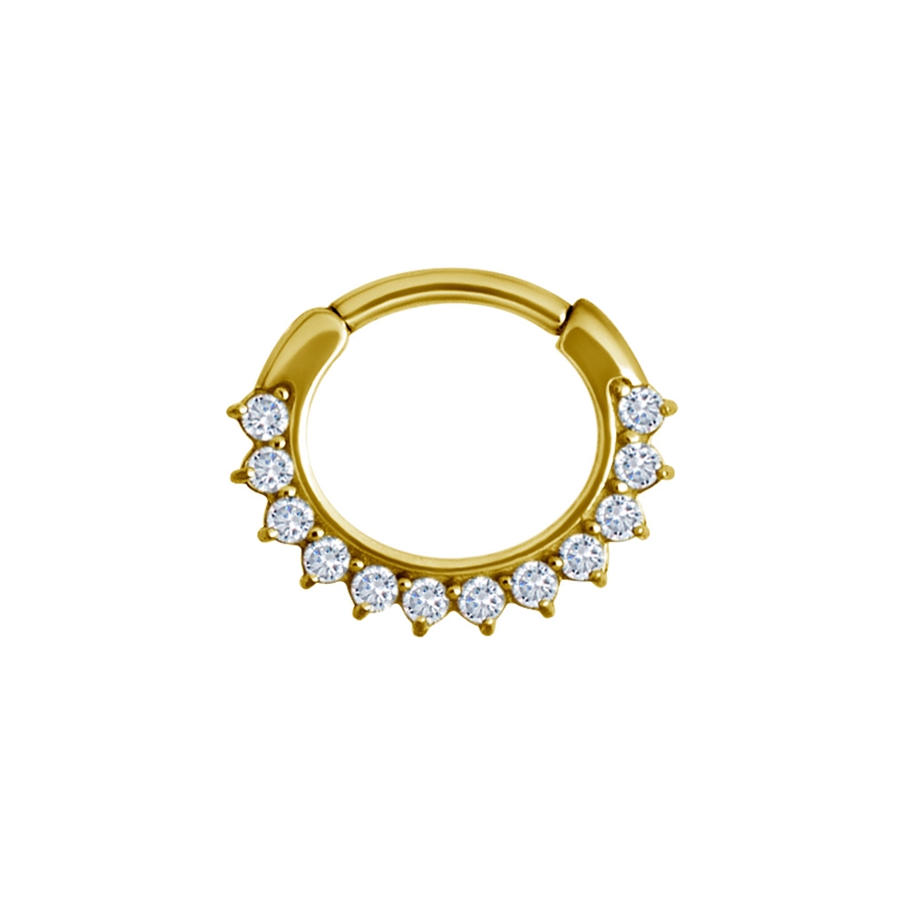 Clicker curved large - 1,2 - 8 mm - guld med vit kristall
