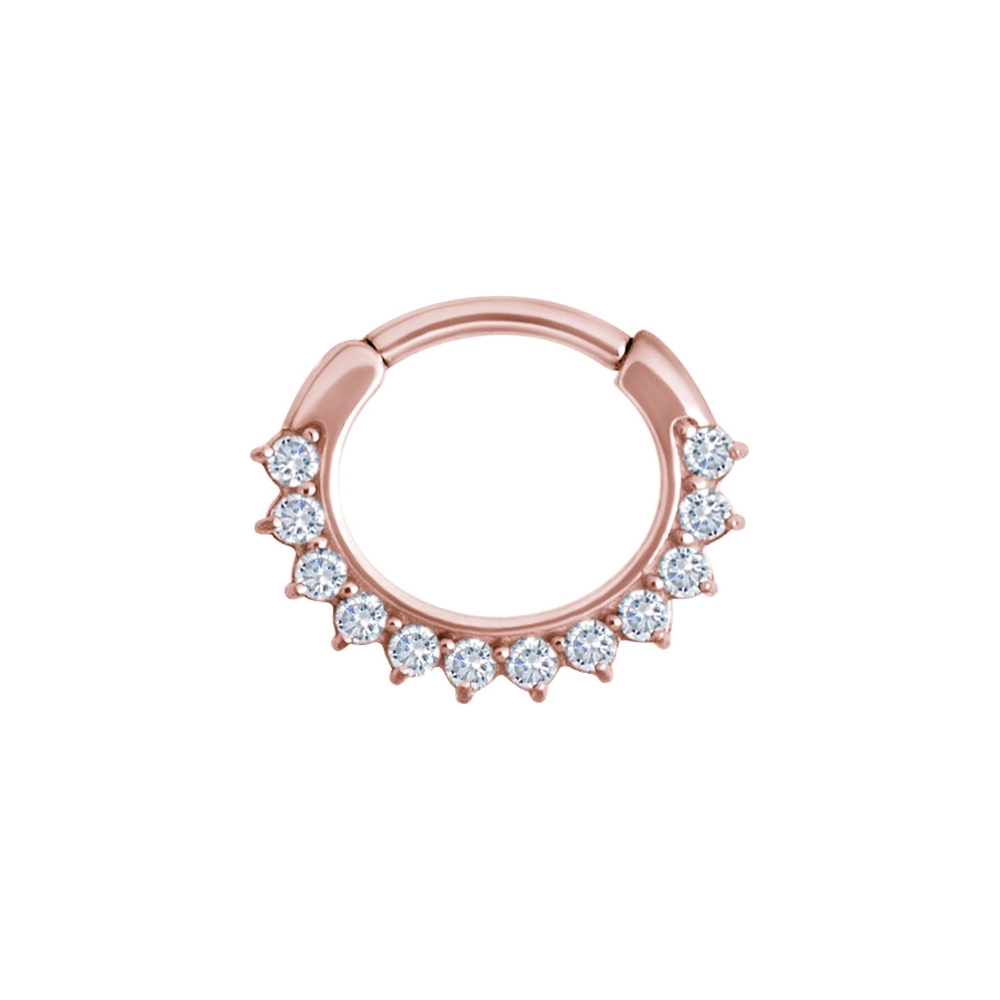 Clicker curved large - 1,2 mm roséguld med vita kristaller