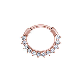 Clicker curved large - 1,2 mm roséguld med vita kristaller