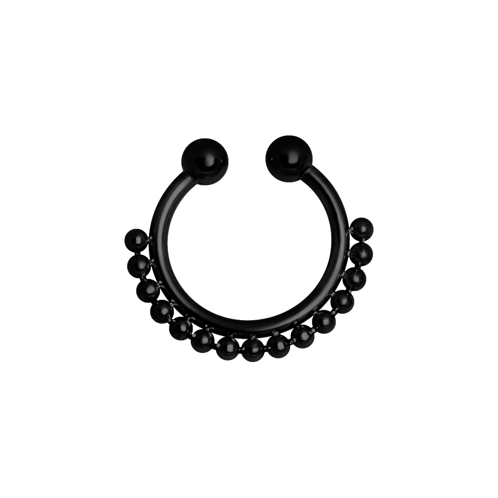Piercingring "Fake septum" - 1,2 - 8 mm - svart PVD