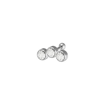 Barbell rund fattning 1,2 mm - 3 st vita kristaller