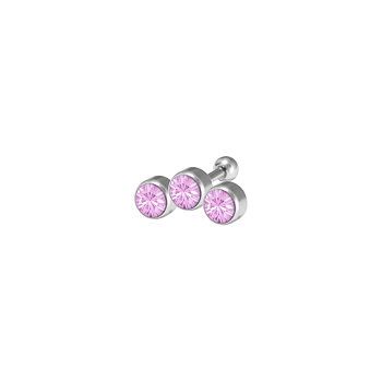 Barbell rund fattning 1,2 mm - 3 st rosa kristaller