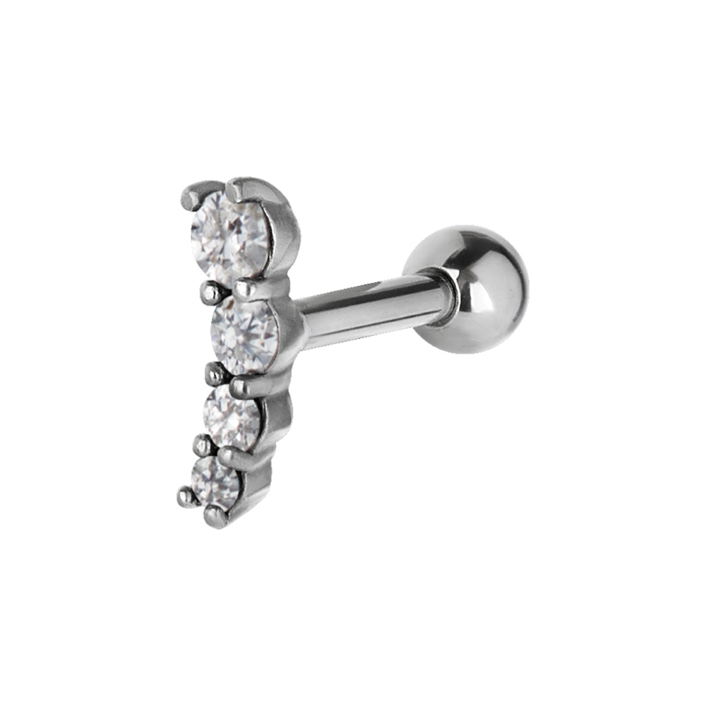 Barbell böjd modell - vänster - 1,2 mm - 6 mm - vita kristaller