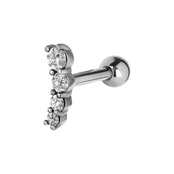 Barbell böjd modell - vänster - 1,2 mm - 6 mm - vita kristaller