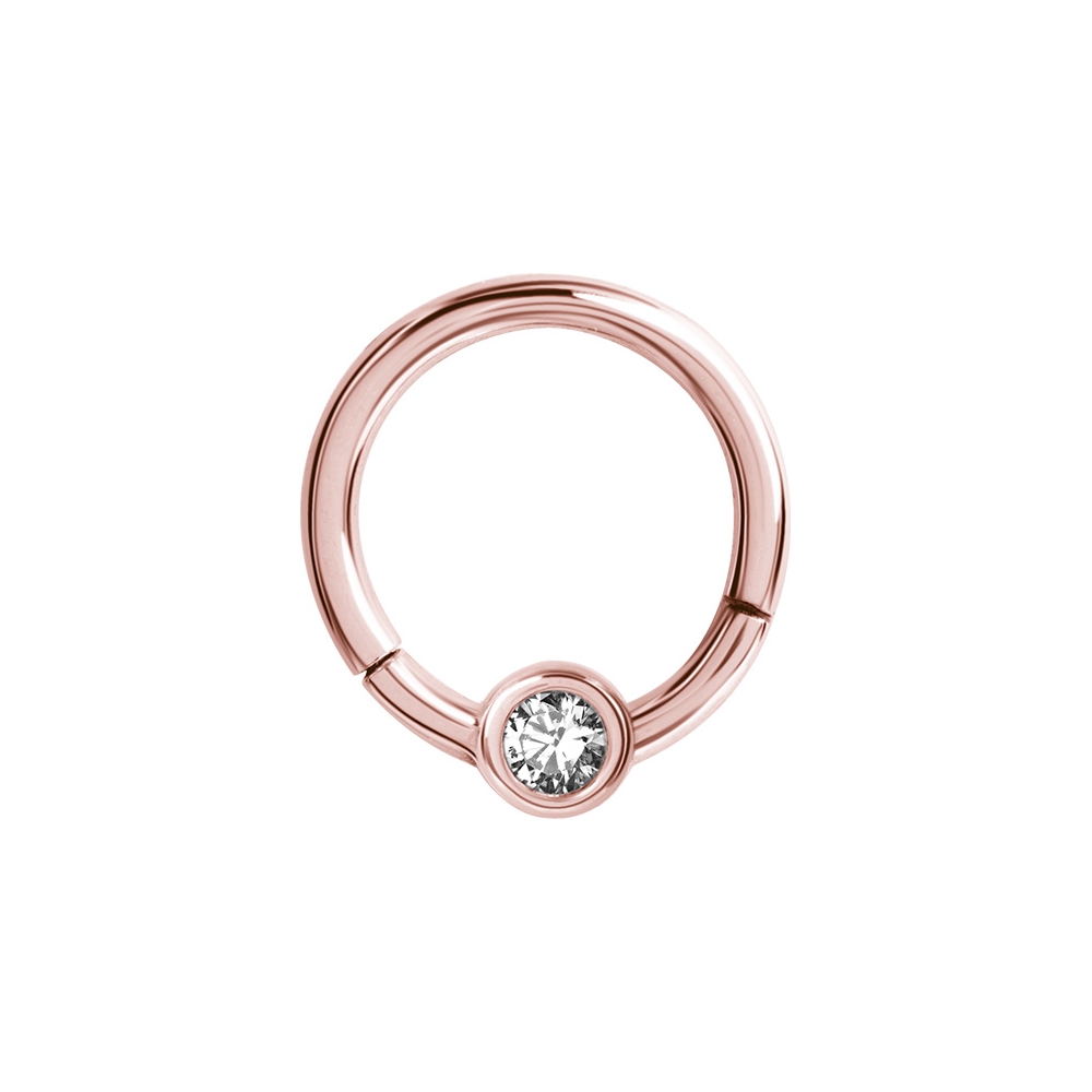 Clicker - 1,2 mm - öppningsbar - roséguld - vit kristall
