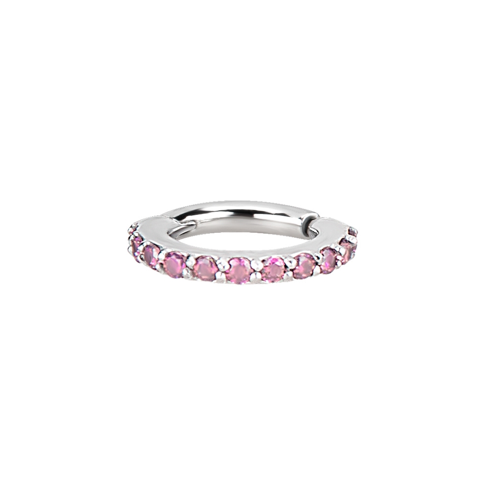 Clicker - small- 1,2 - öppningsbar - stål - rosa kristaller