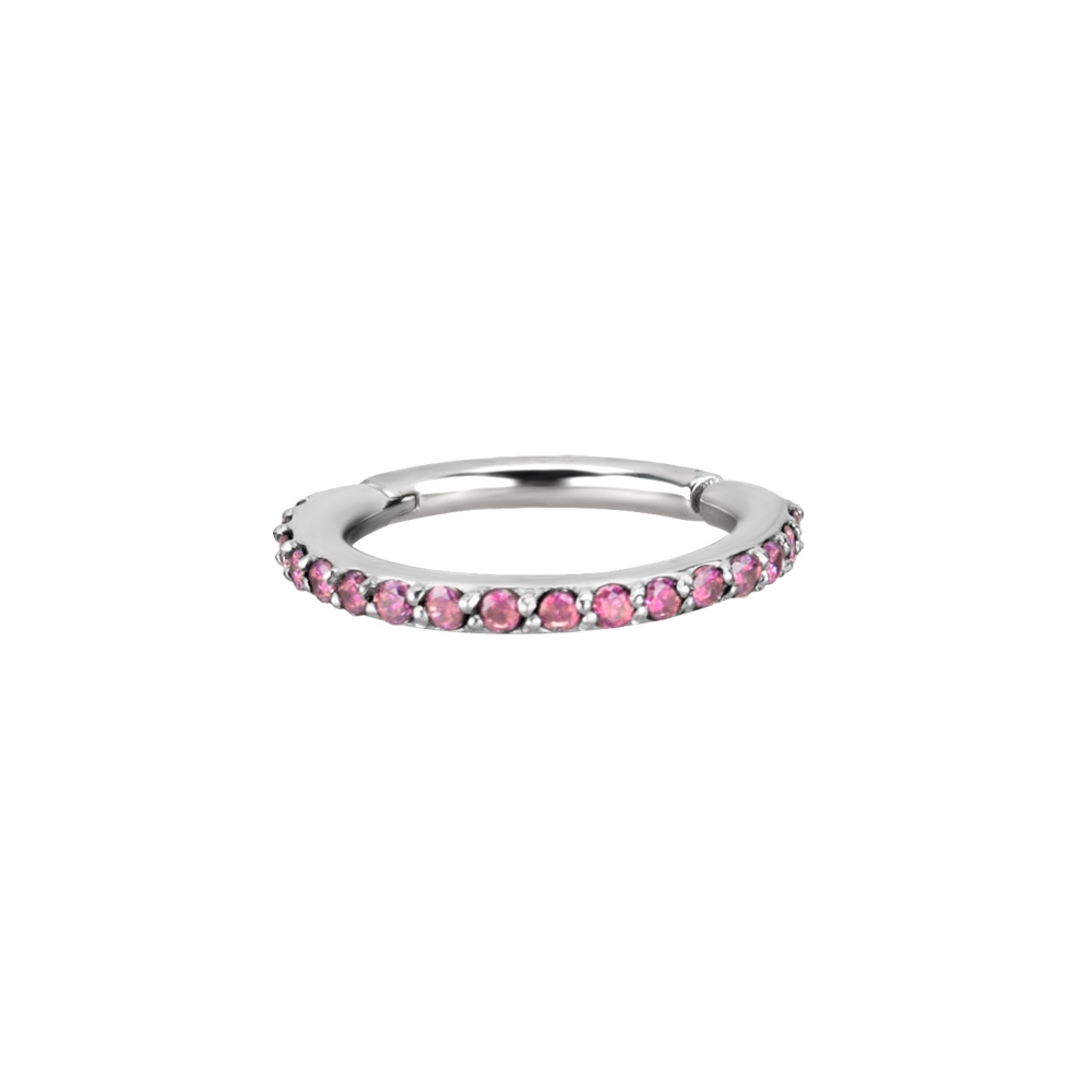 Clicker - large - 1,2 - öppningsbar - stål - rosa kristaller
