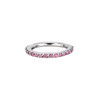 Clicker - large - 1,2 - öppningsbar - stål - rosa kristaller