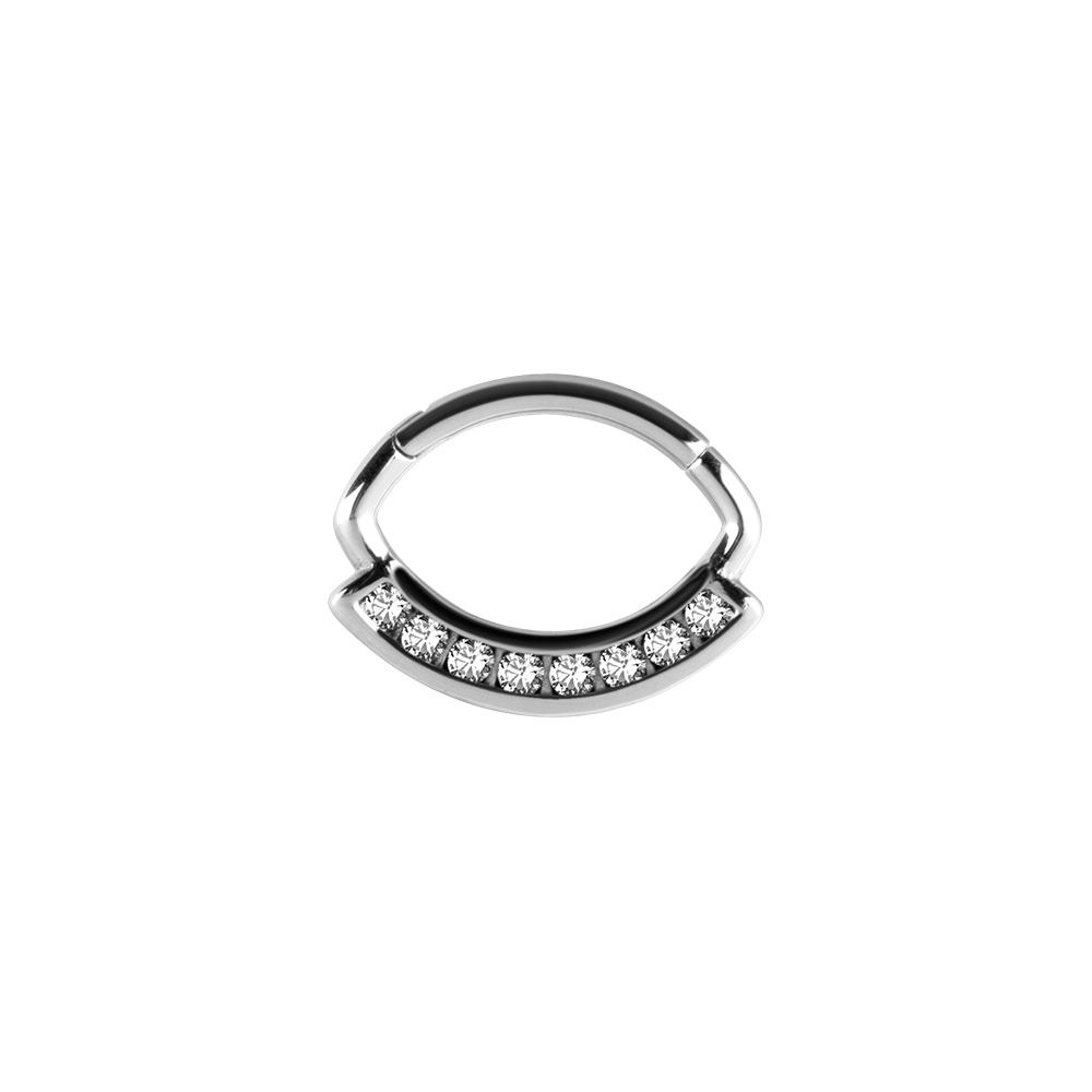 Clicker - 1,2 mm -  stål - vita kristaller