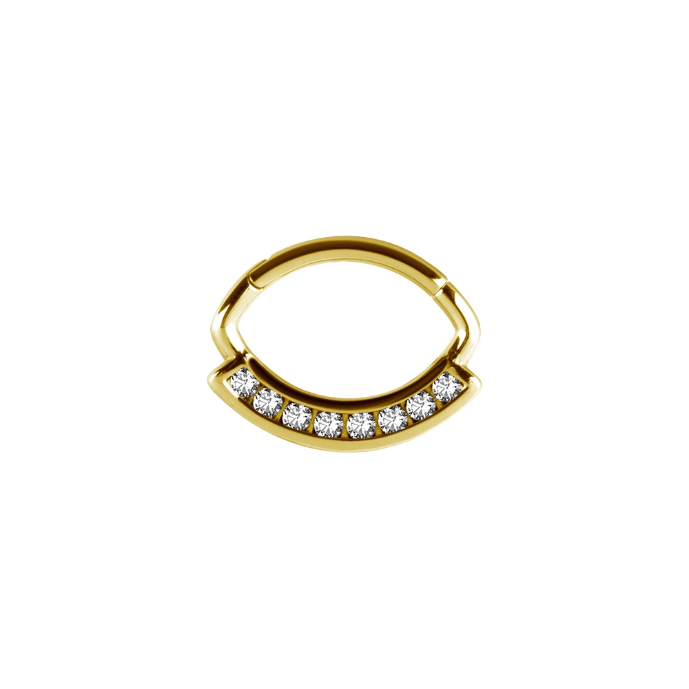 Clicker - 1,2 mm -  guld - vita kristaller