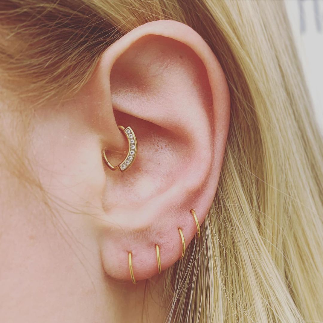 Clicker - 1,2 mm -  guld - vita kristaller - 3