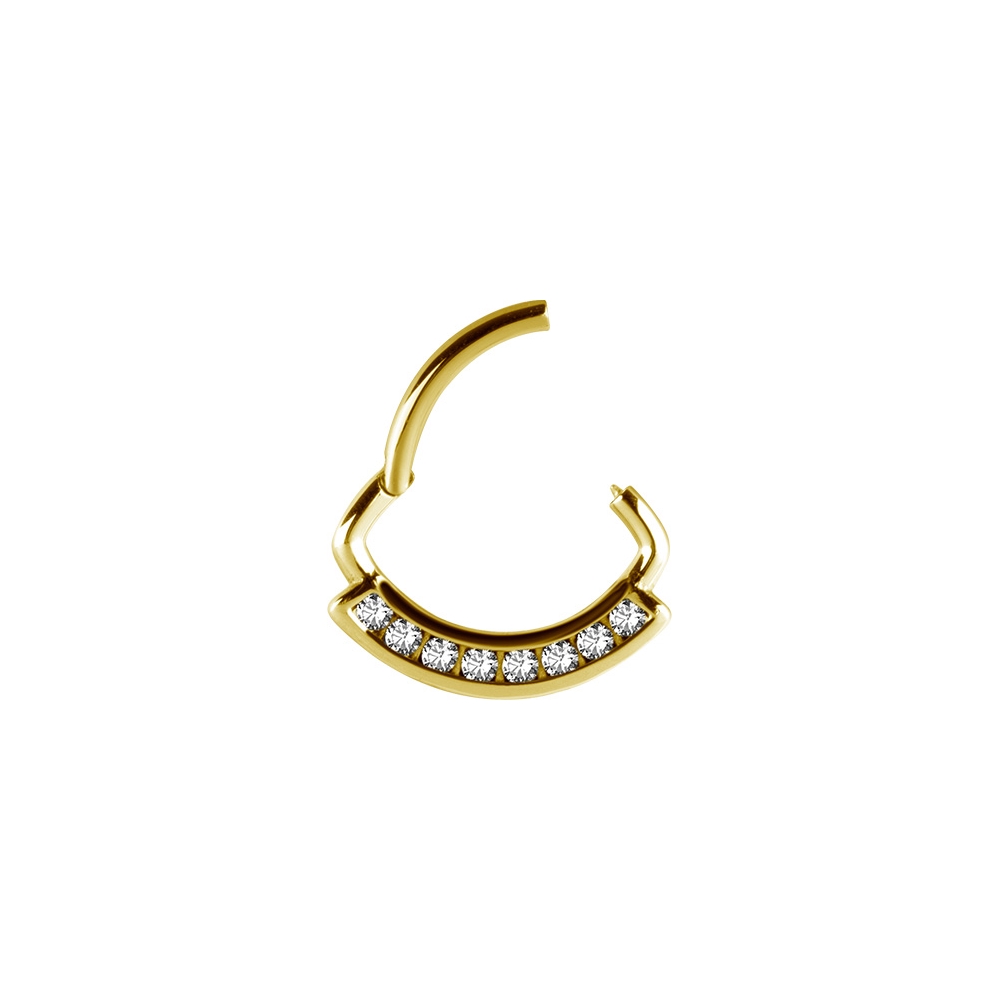 Clicker - 1,2 mm -  guld - vita kristaller - 2