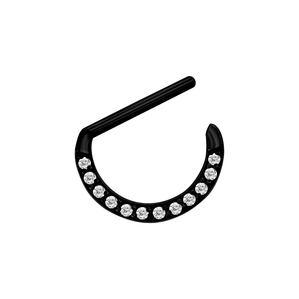 Clicker - 1,6 mm - 12 & 14 mm - svart - vita kristaller - 2