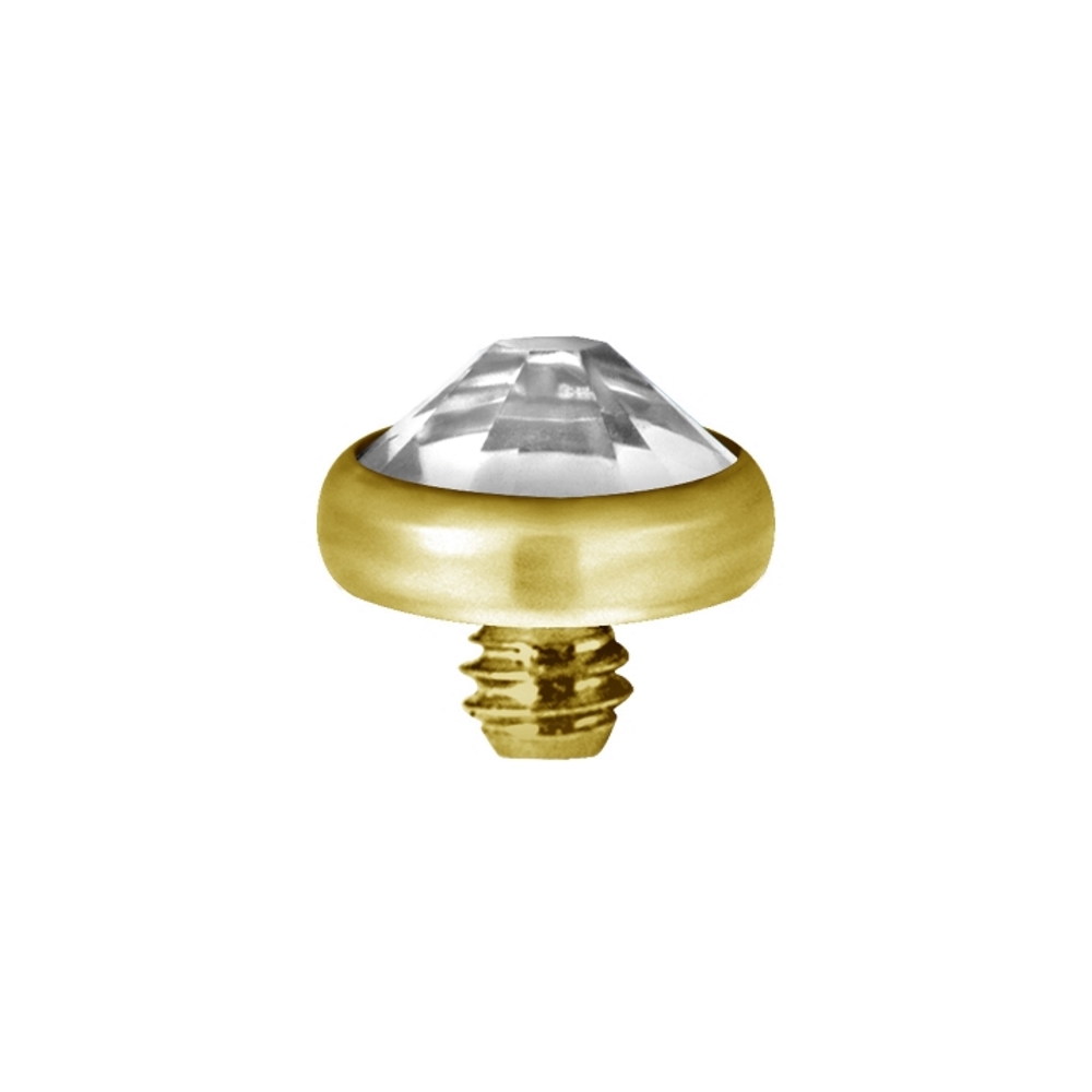 Topp till dermal anchor - 1,6 mm - 24K guld PVD - vit kristall