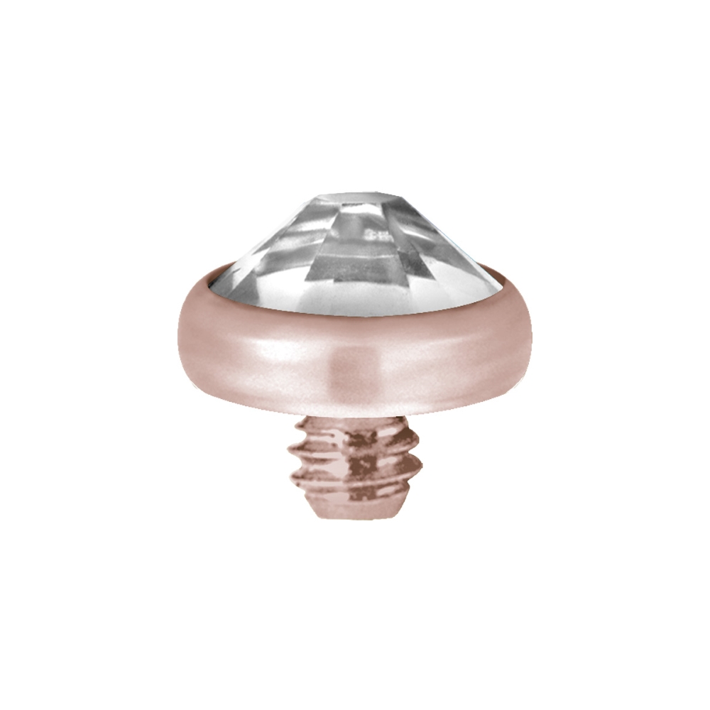 Dermal anchor - roséuld - vit kristall
