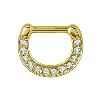 Clicker - 1,6 - 8 mm - guld med vit kristall