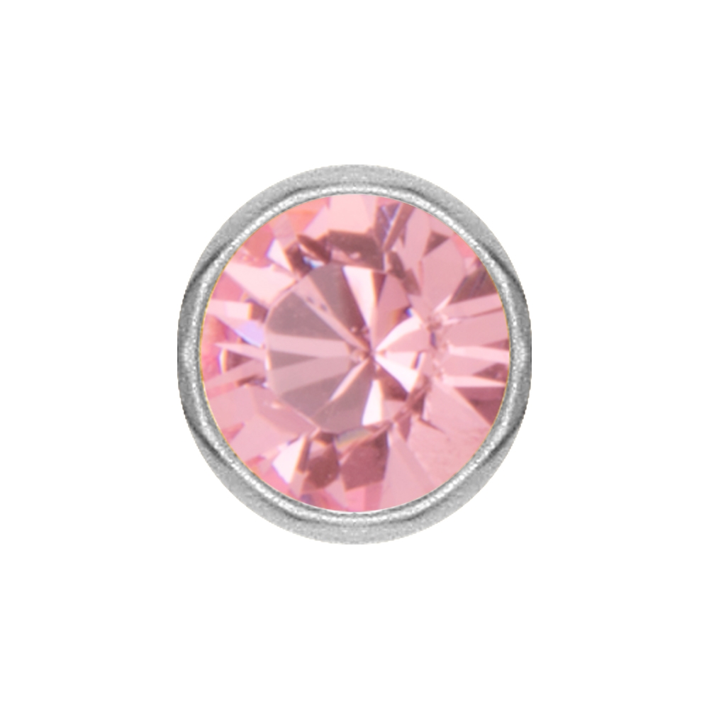Extrakristall till smiley- 4 mm  - Stål - Rosa kristall