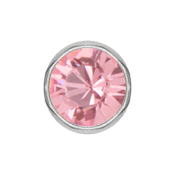 Extrakristall till smiley- 4 mm  - Stål - Rosa kristall