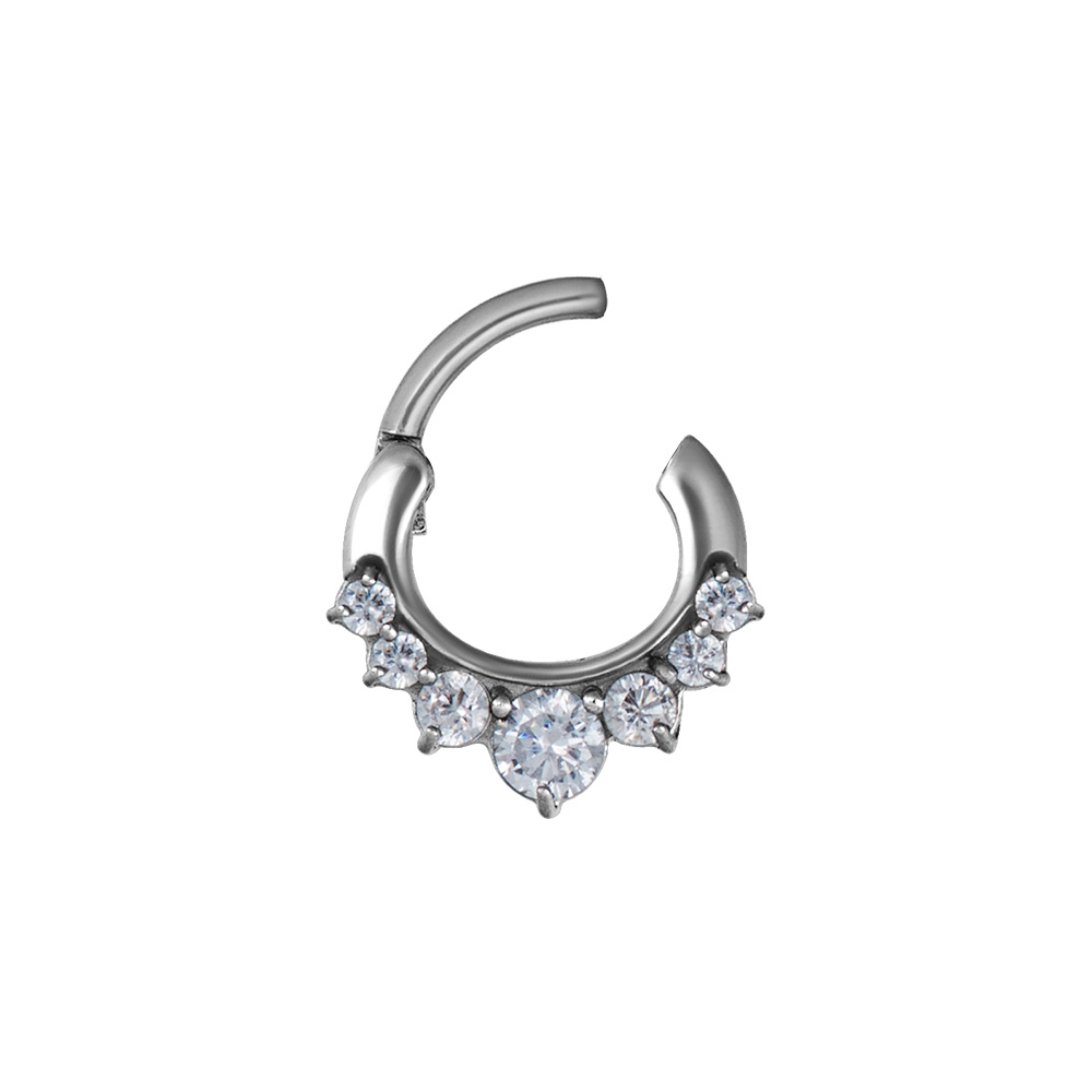 Clicker curved large - 1,2 - 8 mm - stål med vita kristall - 2