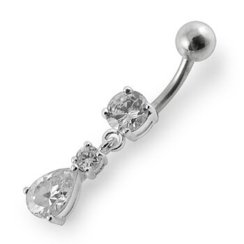 Navelpiercing - droppformad kristall - hängande