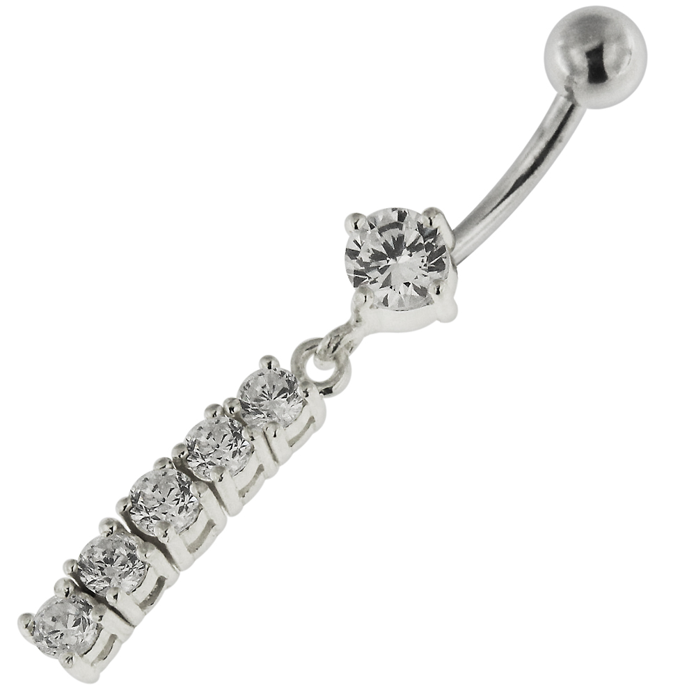 Navelpiercing - 1,6 mm - Stål - Kristall hängande