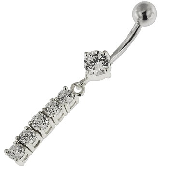 Navelpiercing - 1,6 mm - Stål - Kristall hängande