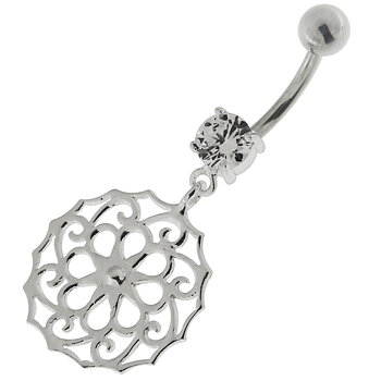 Navelpiercing - 1,6 mm - Kristall med ornament