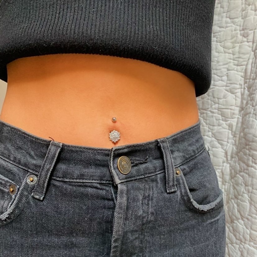 Navelpiercing - 1,6 mm - Kristall - blomma - 4