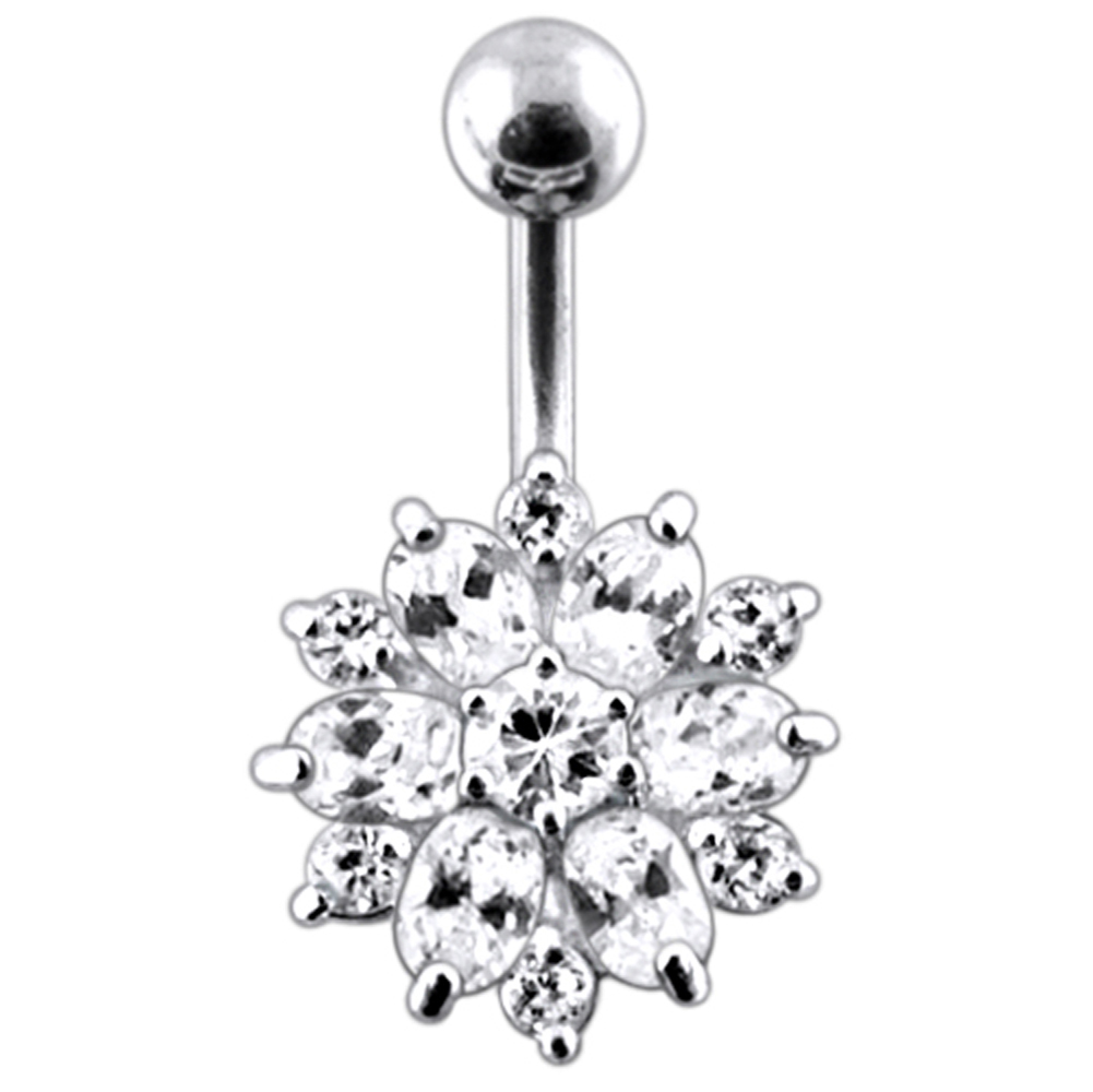 Navelpiercing - 1,6 mm - Kristall - blomma