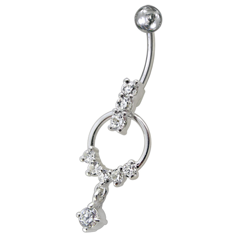 Navelpiercing - 1,6 mm - kristaller