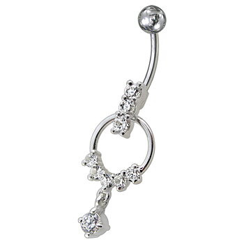 Navelpiercing - 1,6 mm - kristaller