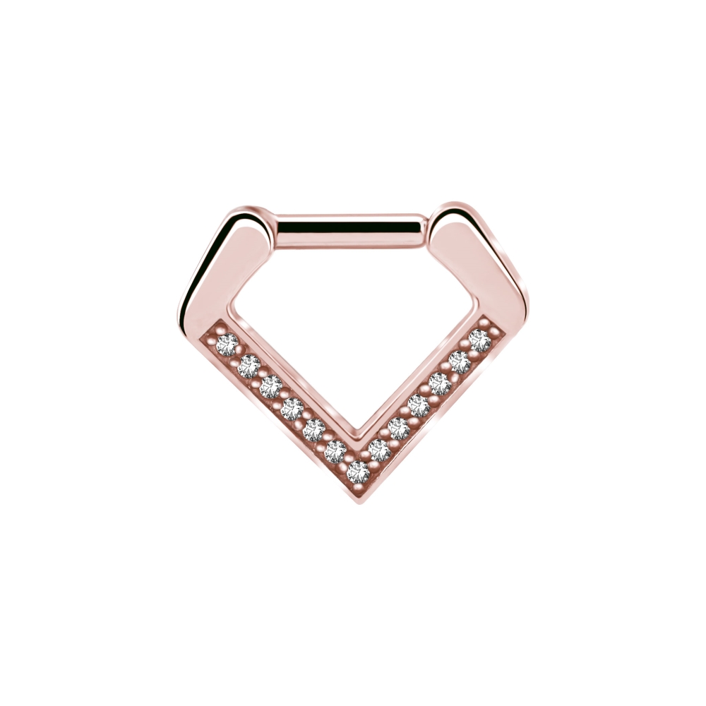 Clicker - roséguld - triangel - kristaller