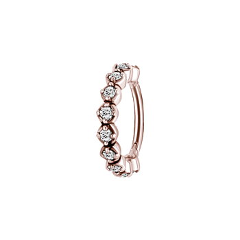 Clicker - 1,2 x 8 mm - rundad med diamantfattade kristaller - roséguld