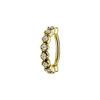 Clicker - 1,2 mm - rundad med diamantfattade kristaller - guld