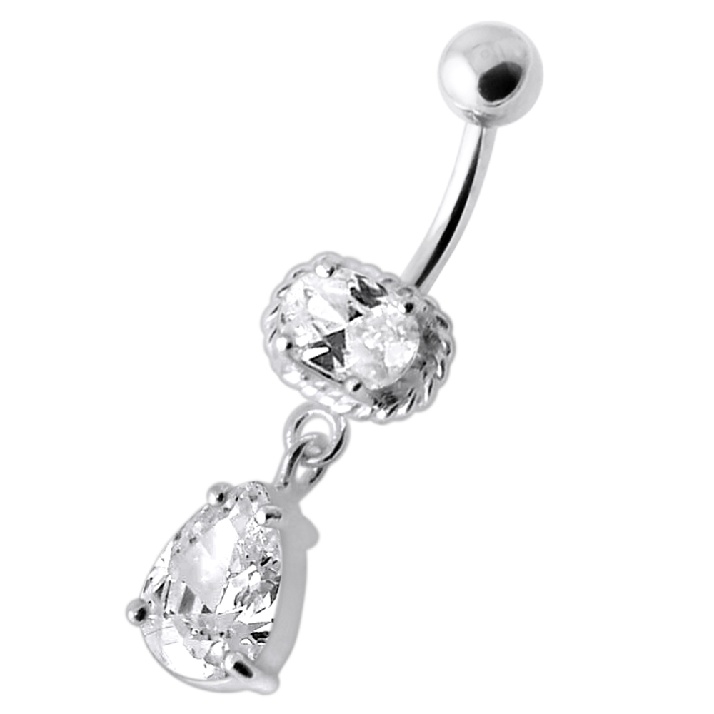 Navelpiercing - droppformad kristall
